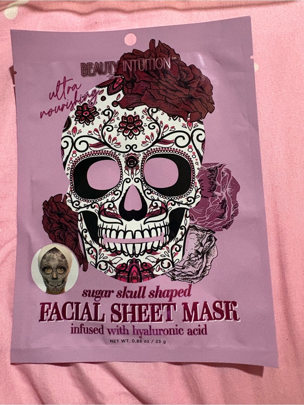 Sugar Skull Shaped Facial Sheet Mask - Pink